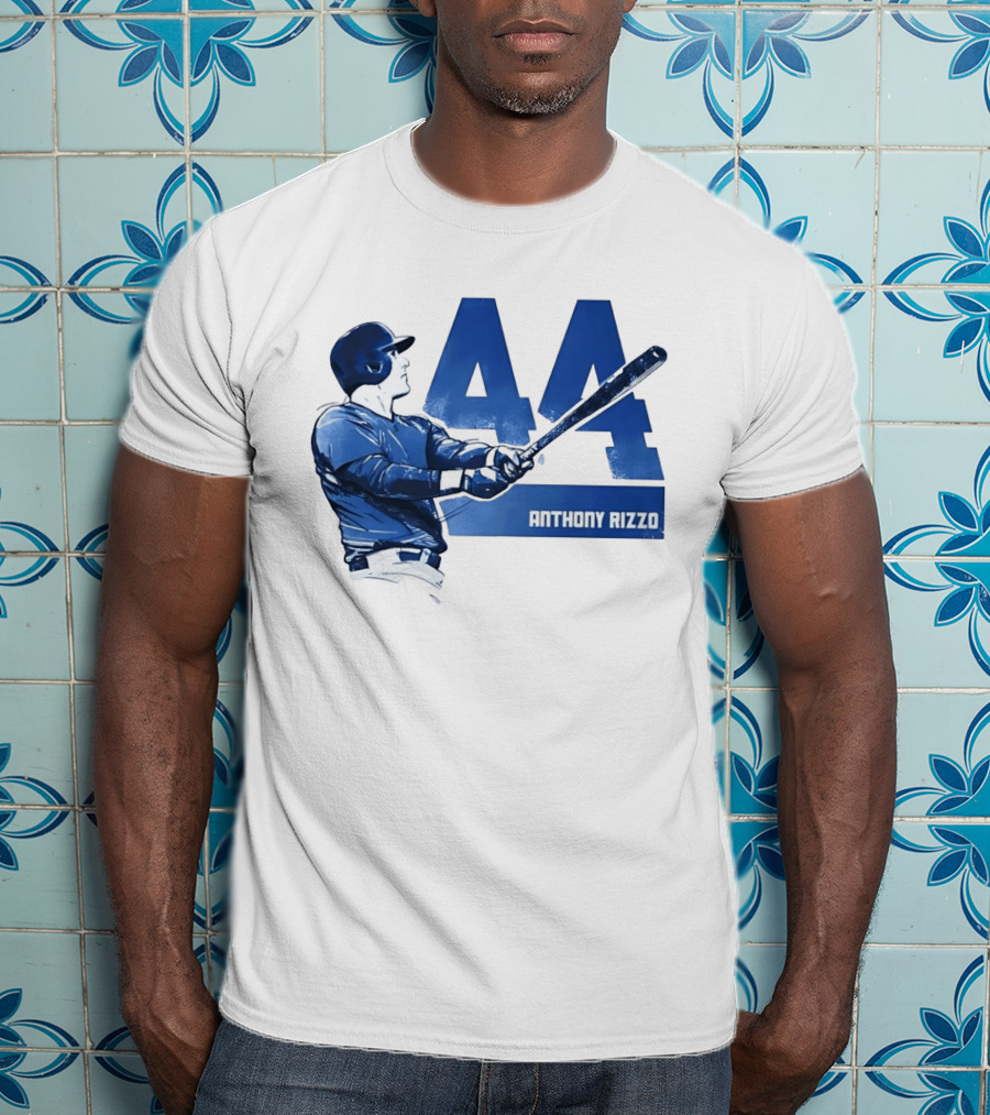 Anthony Rizzo 44 Swinging Blue Baseball Batter T-Shirt