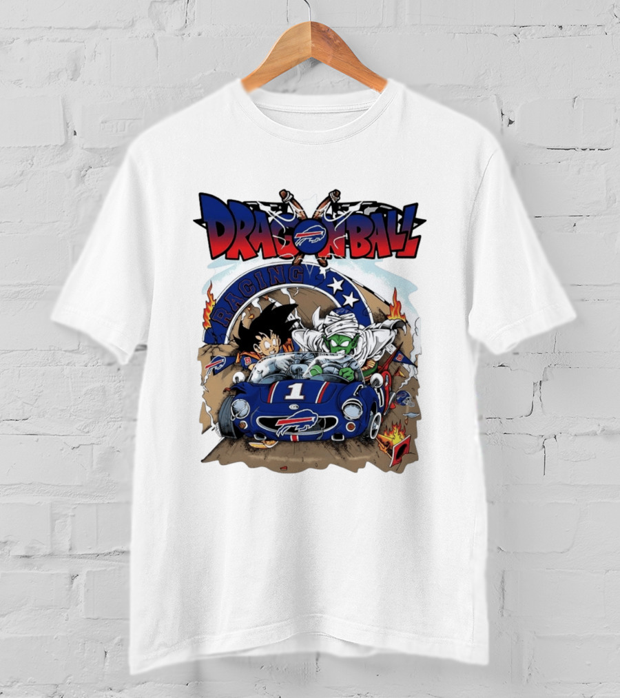 Buffalo Bills Dragon Ball Racing Goku Piccolo Driving Blue Car T-Shirt