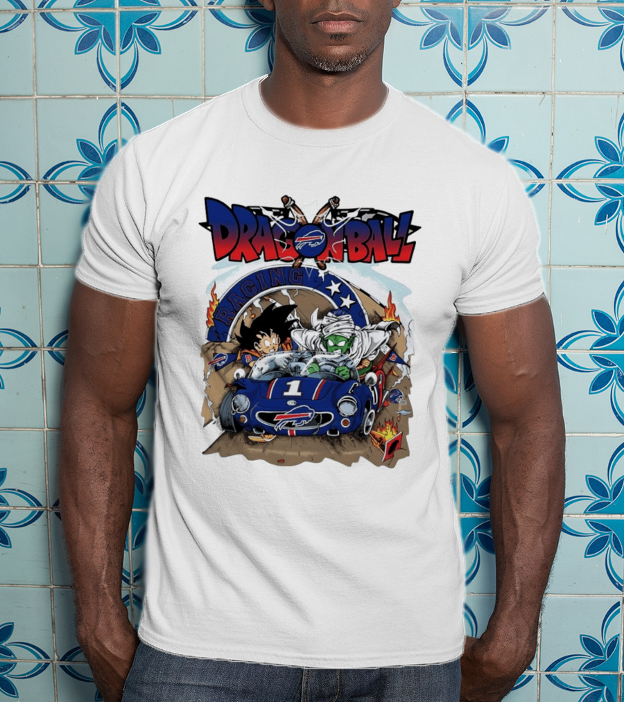 Buffalo Bills Dragon Ball Racing Goku Piccolo Driving Blue Car T-Shirt