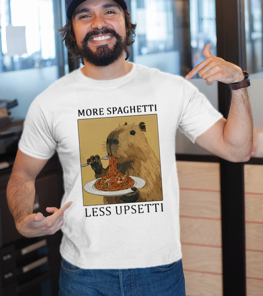 Capybara Eating Spaghetti More Spaghetti Less Upsetti T-Shirt