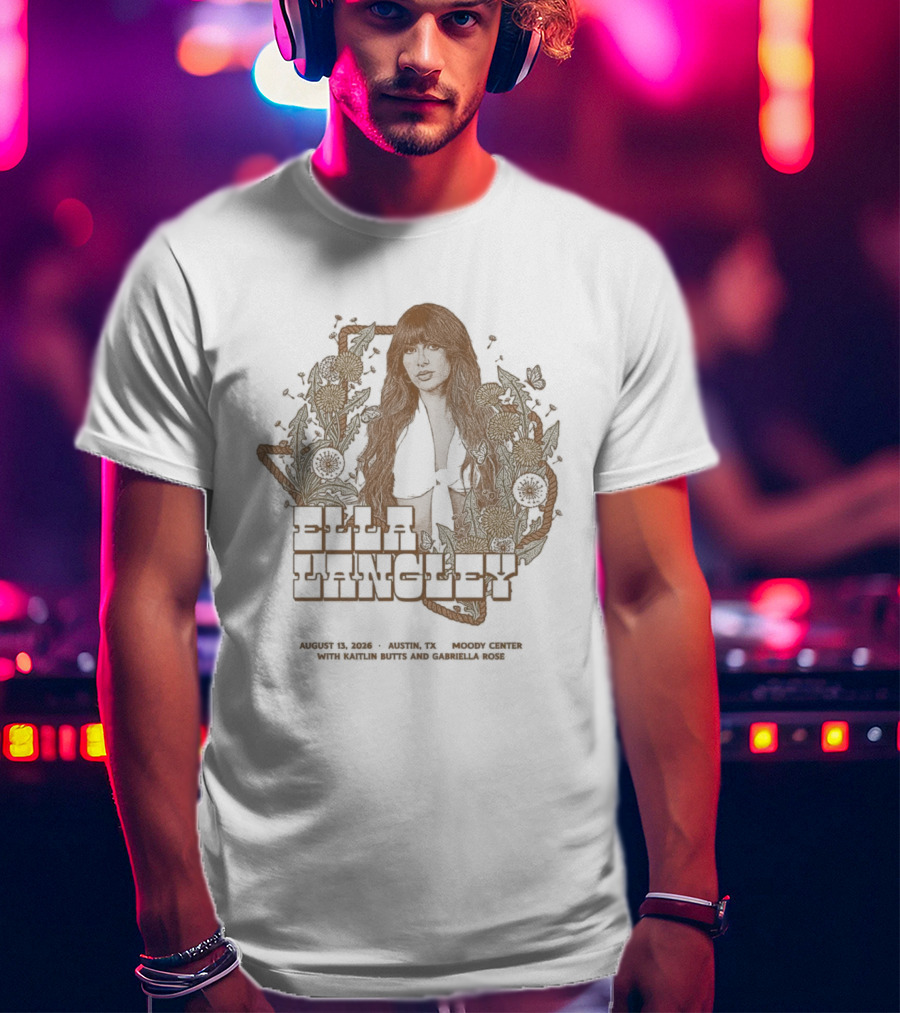 Ella Langley Moody Center 2026 Tour Austin Texas August 13th Vintage Floral Texas Map T-Shirt