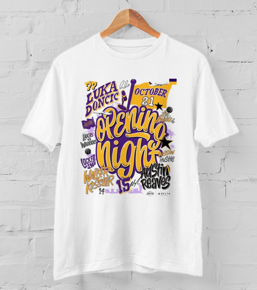 Los Angeles Lakers Luka Doncic Opening Night October 21 Walker Kessler Austin Reaves T-Shirt