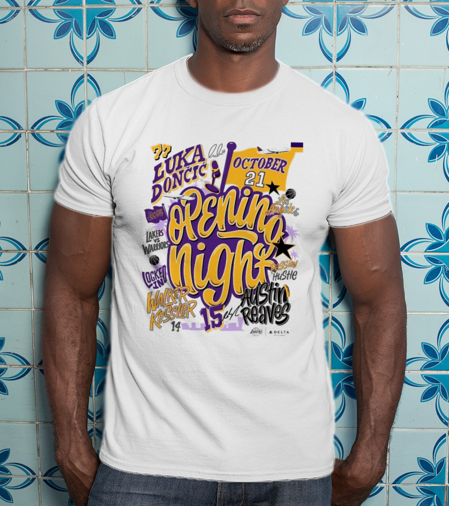 Los Angeles Lakers Luka Doncic Opening Night October 21 Walker Kessler Austin Reaves T-Shirt