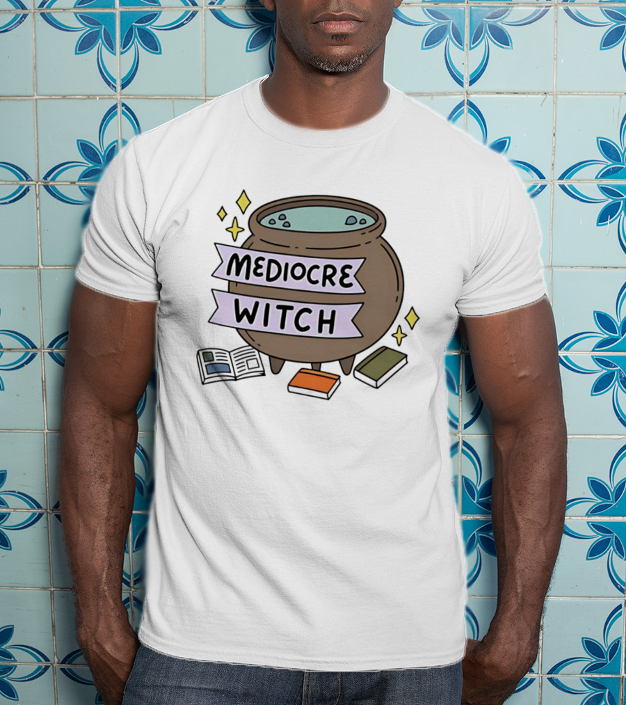 Mediocre Witch Magic Cauldron With Book And Sparkles T-Shirt