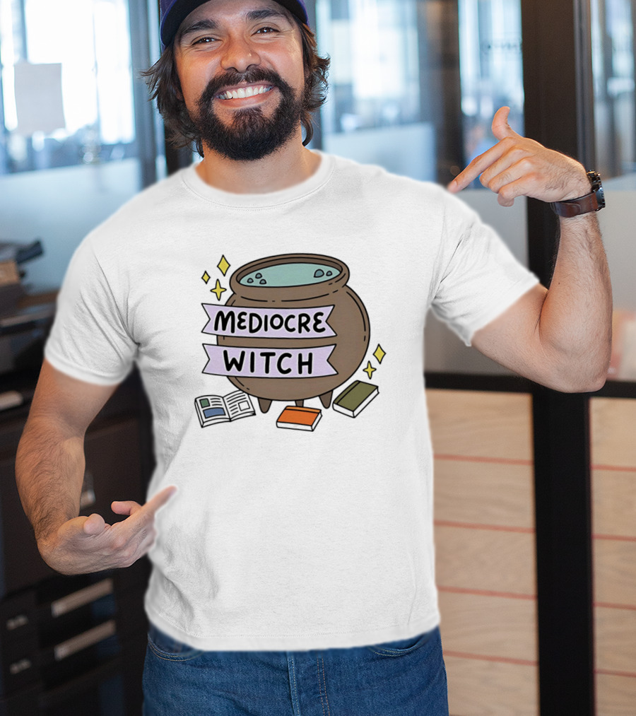 Mediocre Witch Magic Cauldron With Book And Sparkles T-Shirt