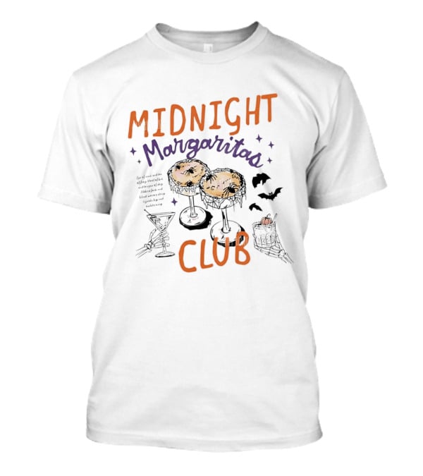Midnight Margaritas Club Spooky Cocktail Skeleton Hands Bats And Spiderwebs T-Shirt