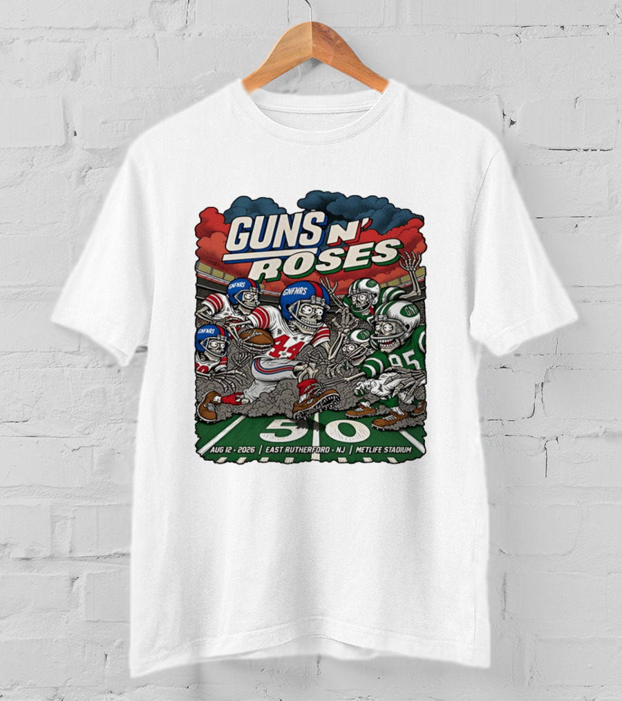 Guns N' Roses MetLife Stadium East Rutherford NJ August 12 2026 Football Skeletons T-Shirt