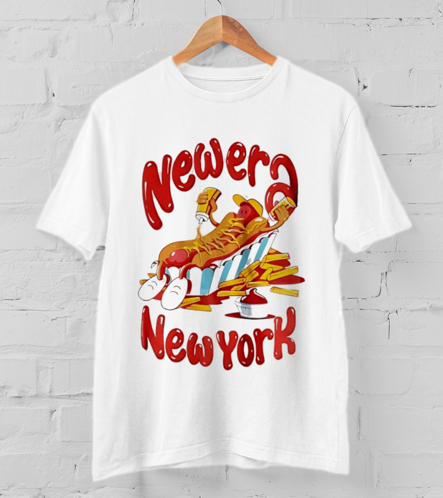Newer New York Relaxing Hot Dog Beach Ketchup French Fries T-Shirt