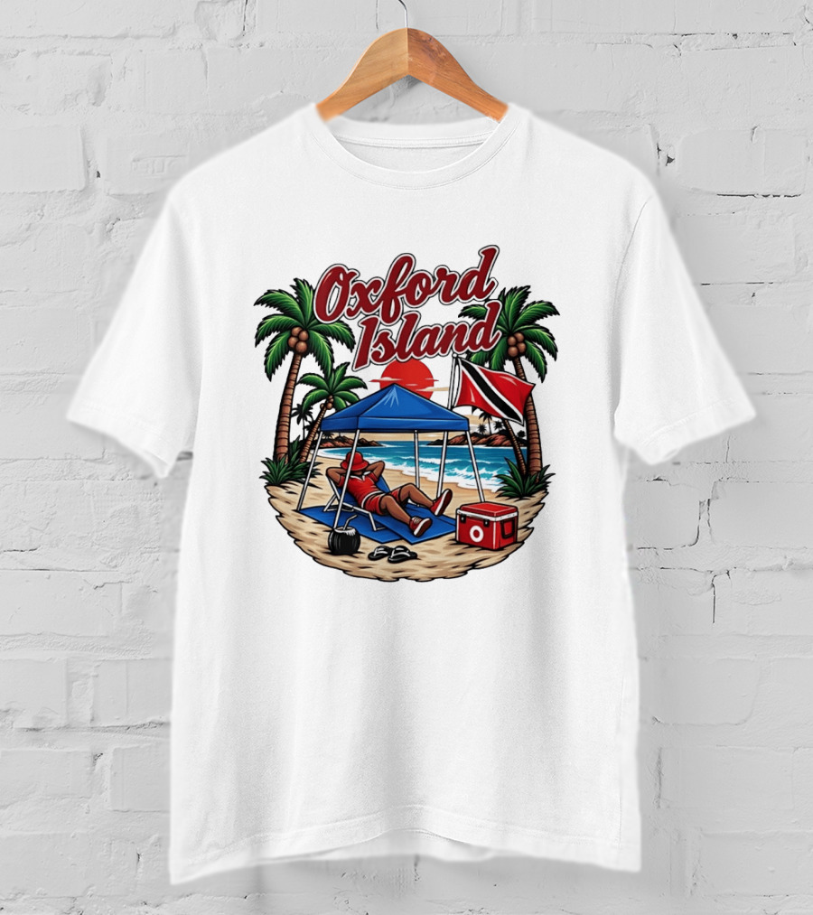 Oxford Island Beach Relaxation Trinidad Flag Palm Trees T-Shirt