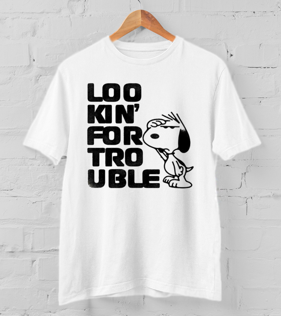 Peanuts Snoopy Lookin' For Trouble Hand Over Eye Distressed T-Shirt