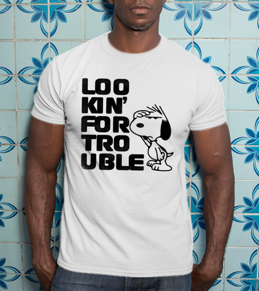 Peanuts Snoopy Lookin' For Trouble Hand Over Eye Distressed T-Shirt
