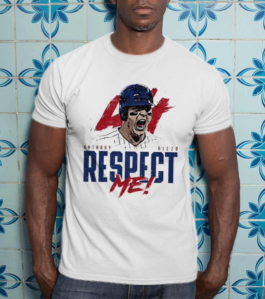 Anthony Rizzo Respect Me Screaming Baseball Player Distressed 44 Red T-Shirt