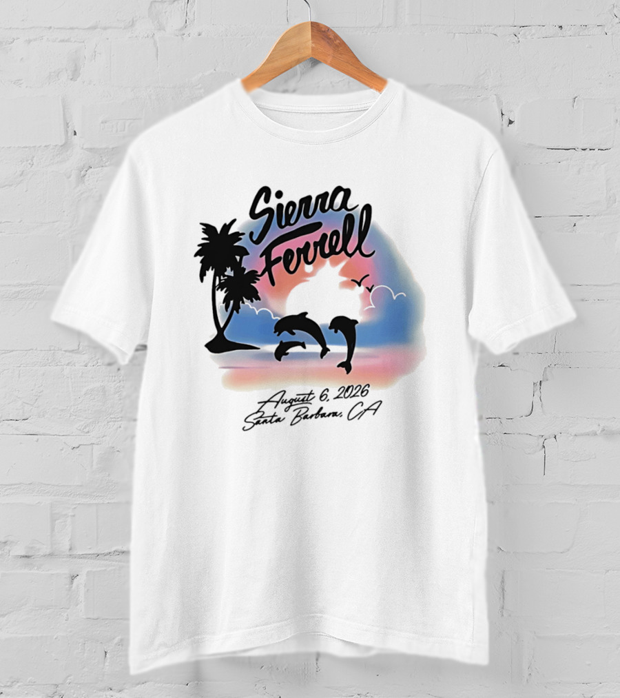 Sierra Ferrell August 6 2023 Santa Barbara CA Dolphins And Palm Trees T-Shirt