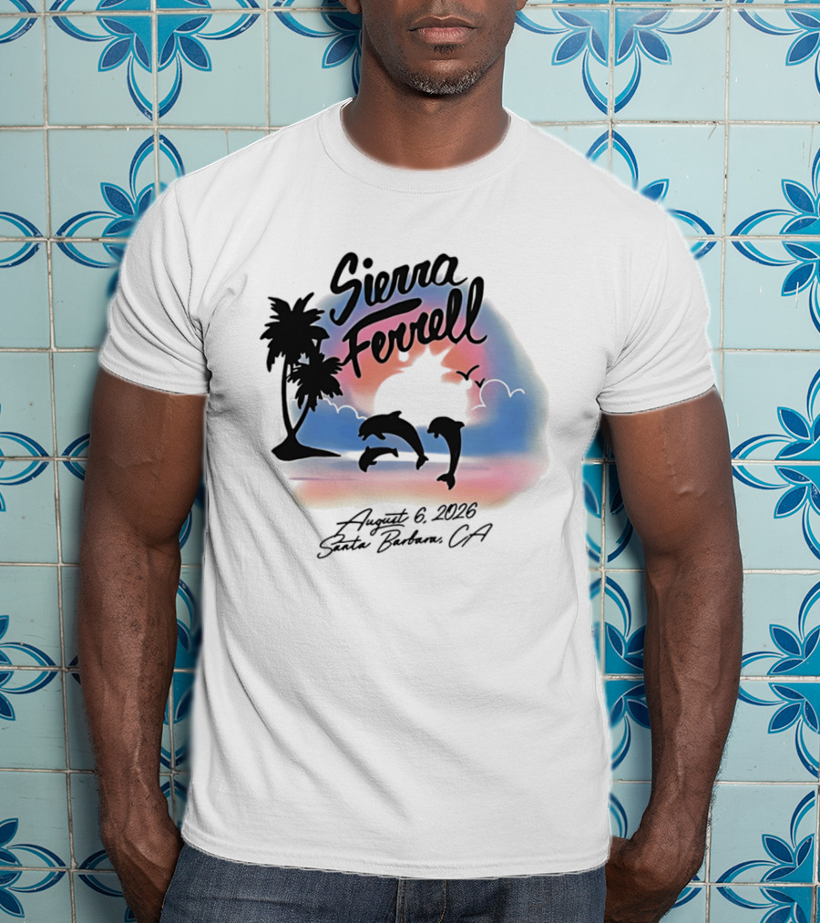 Sierra Ferrell August 6 2023 Santa Barbara CA Dolphins And Palm Trees T-Shirt