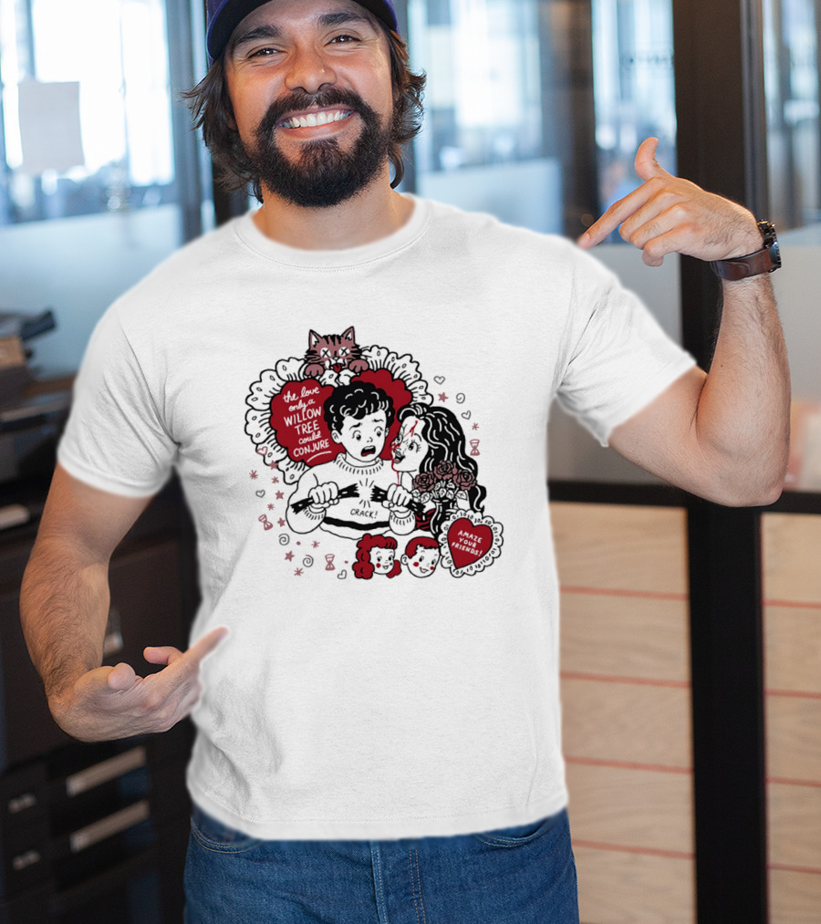 The Love Only A Willow Tree Could Conjure Crack Heartbreak Roses Cat T-Shirt
