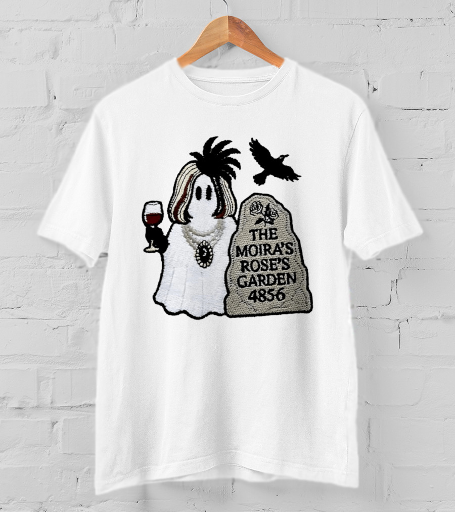 The Moira's Rose's Garden Ghost Wine Glass Tombstone Crow 4836 Wig T-Shirt