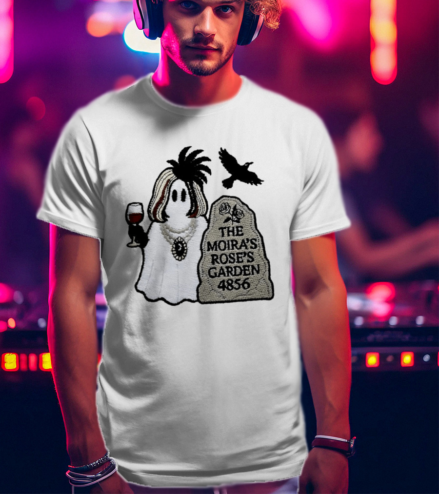 The Moira's Rose's Garden Ghost Wine Glass Tombstone Crow 4836 Wig T-Shirt