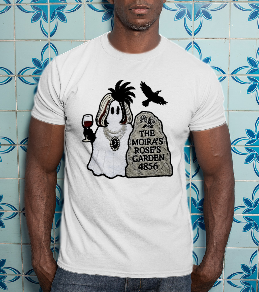 The Moira's Rose's Garden Ghost Wine Glass Tombstone Crow 4836 Wig T-Shirt