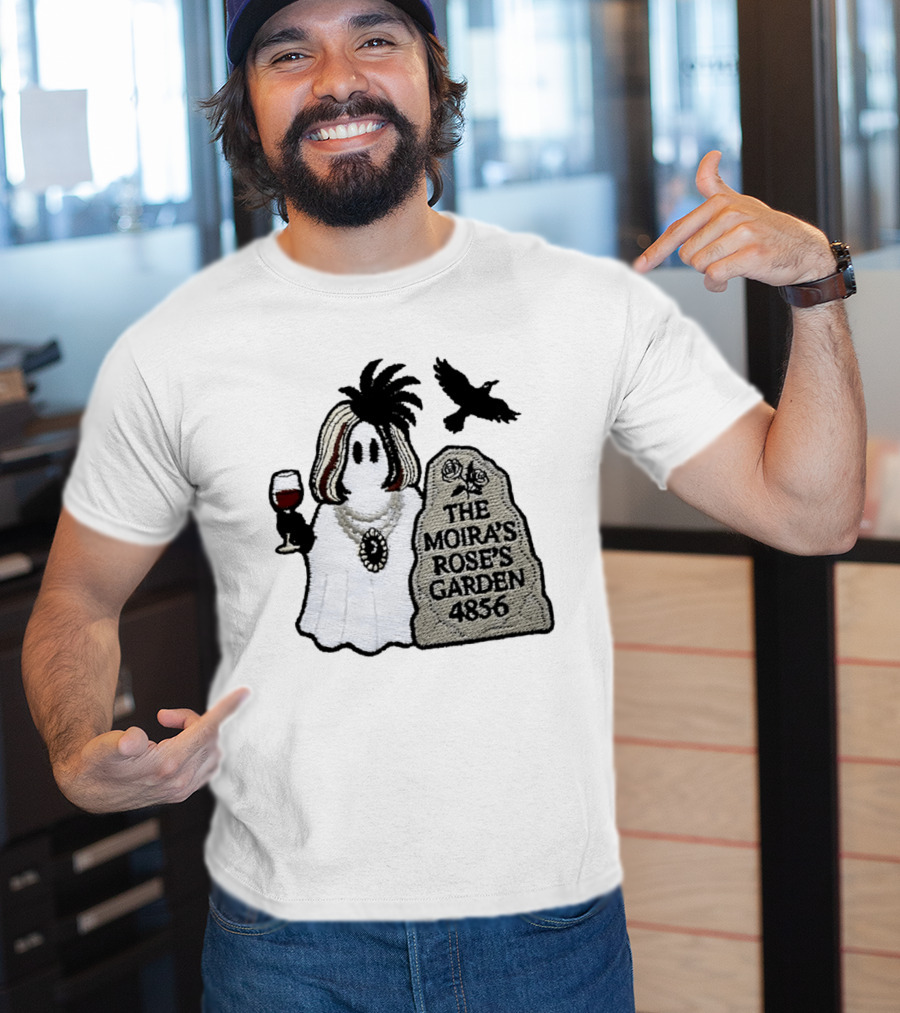 The Moira's Rose's Garden Ghost Wine Glass Tombstone Crow 4836 Wig T-Shirt