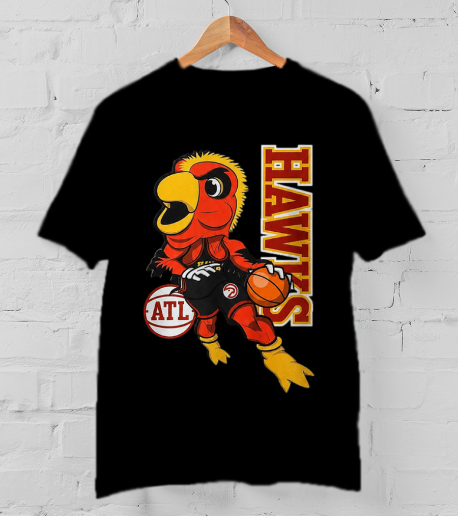 Hawks Bird Holding Basketball With ATL T-Shirt