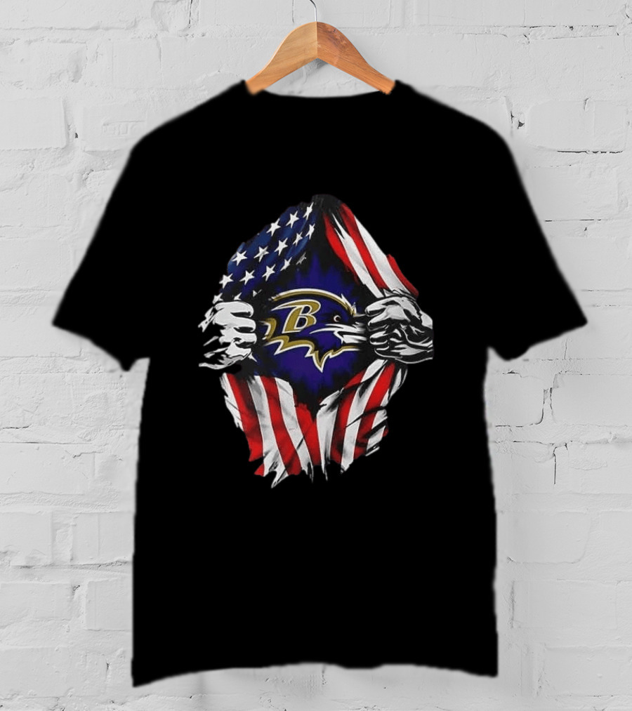 Baltimore Ravens American Flag Superman T-Shirt