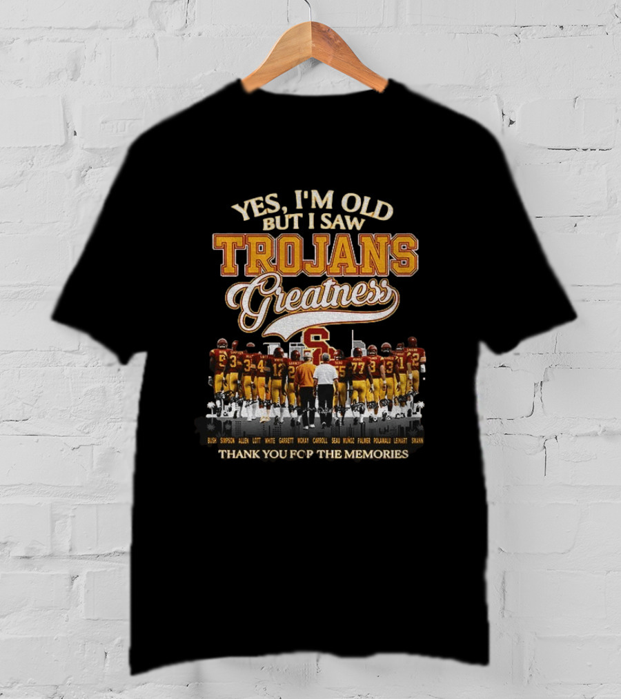 Yes I'm Old But I Saw Trojans Greatness Bush Simpson Allen Lott White Garrett McKay Carroll Seau Thank You For The Memories T-Shirt