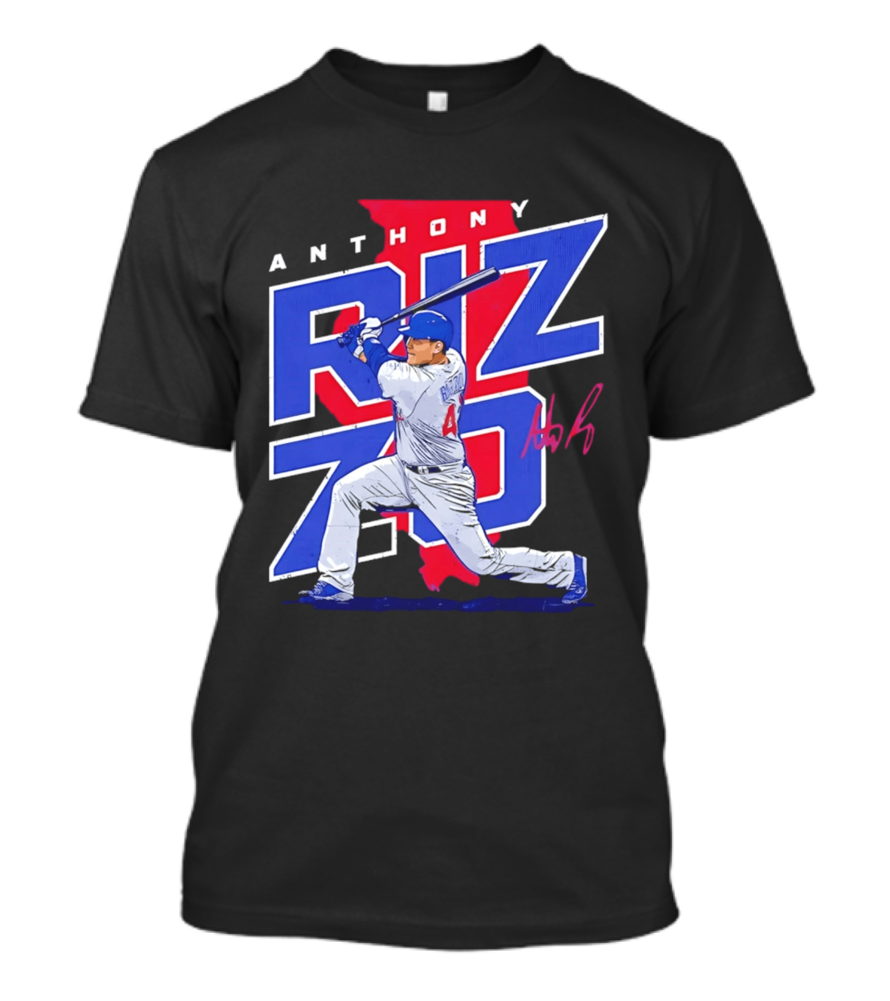 Anthony Rizzo 44 Chicago Cubs Batting Illinois Map T-Shirt