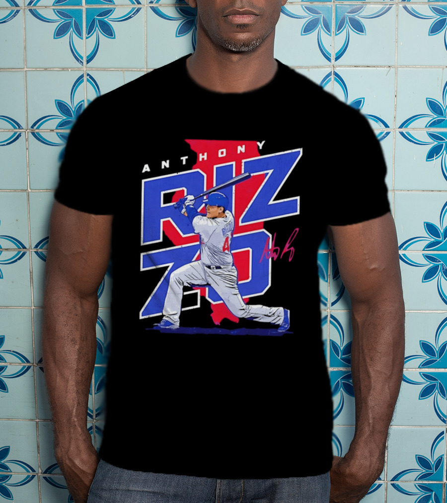 Anthony Rizzo 44 Chicago Cubs Batting Illinois Map T-Shirt