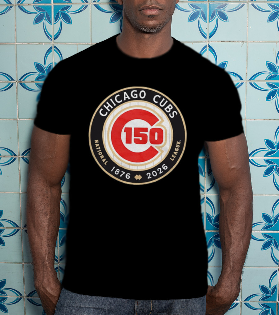 Chicago Cubs National League 150th Anniversary 1876 2026 Pinstripes T-Shirt