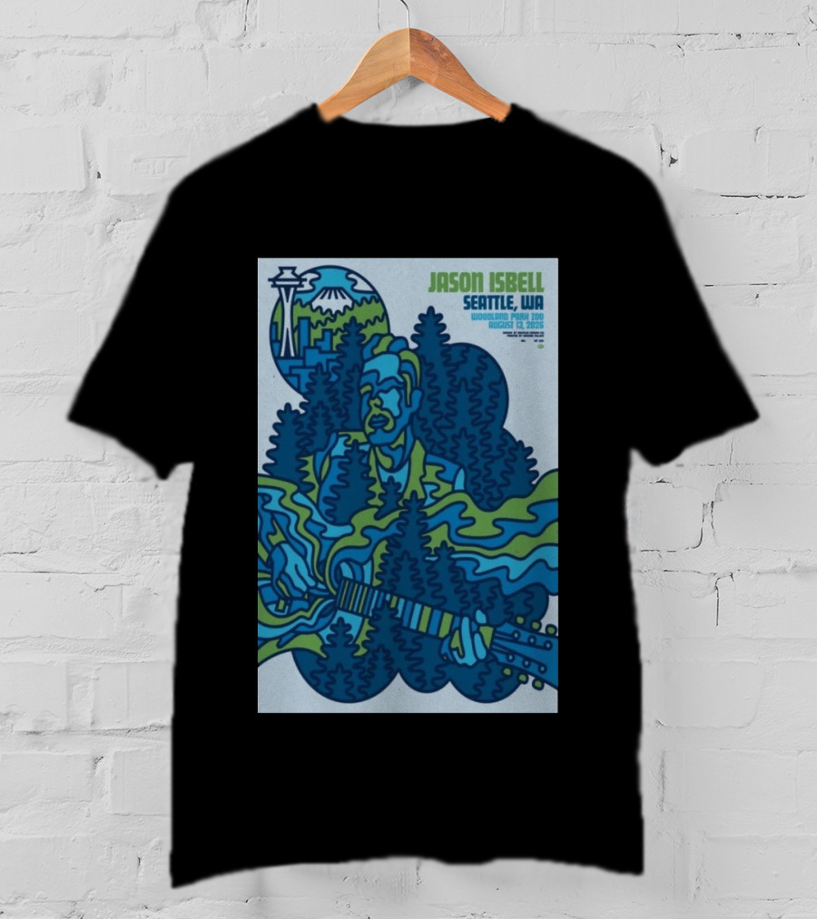 Jason Isbell Seattle WA Woodland Park Zoo August 13 2026 Concert With Space Needle And Mt Rainier T-Shirt