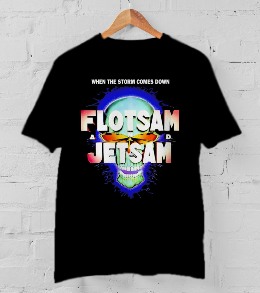 Flotsam And Jetsam When The Storm Comes Down Green Skull Blue Aura T-Shirt