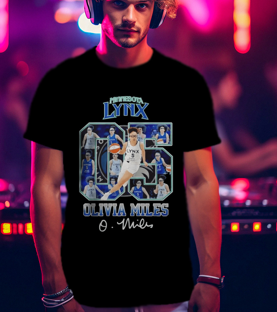 Minnesota Lynx Olivia Miles No 5 WNBA Collage T-Shirt