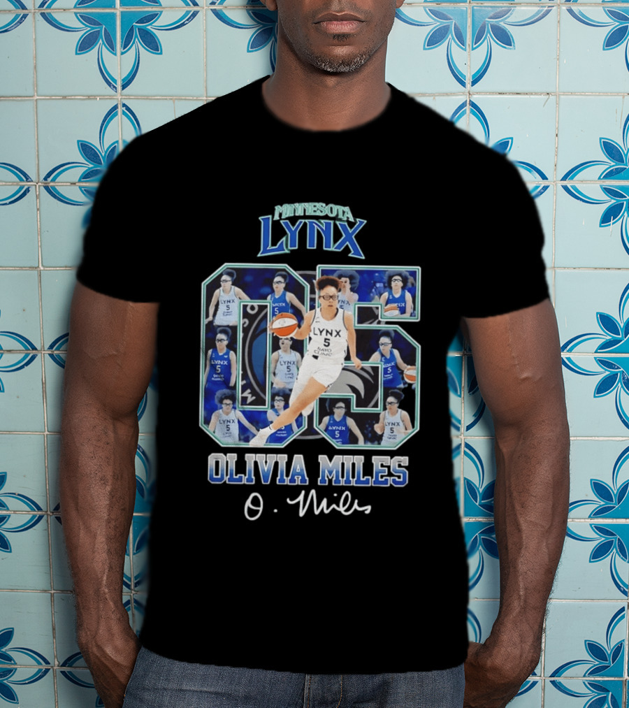 Minnesota Lynx Olivia Miles No 5 WNBA Collage T-Shirt