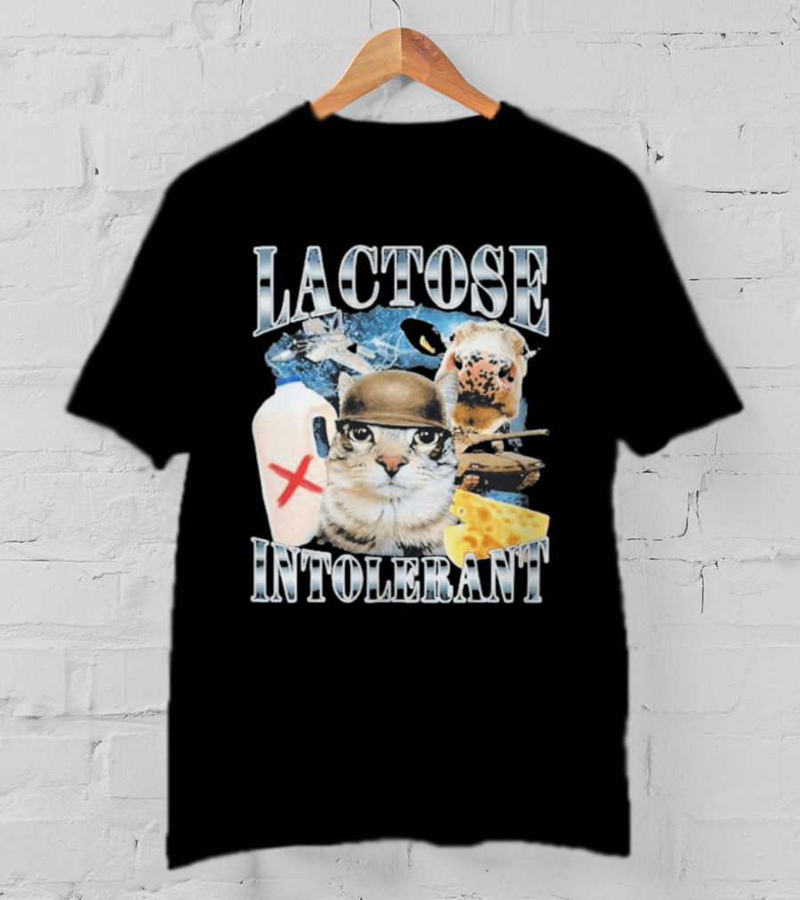 Lactose Intolerant Cat Cheese Cow Milk Jug T-Shirt