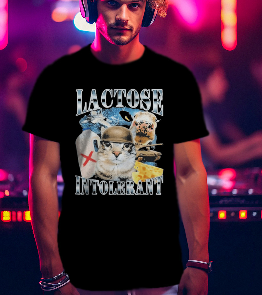 Lactose Intolerant Cat Cheese Cow Milk Jug T-Shirt