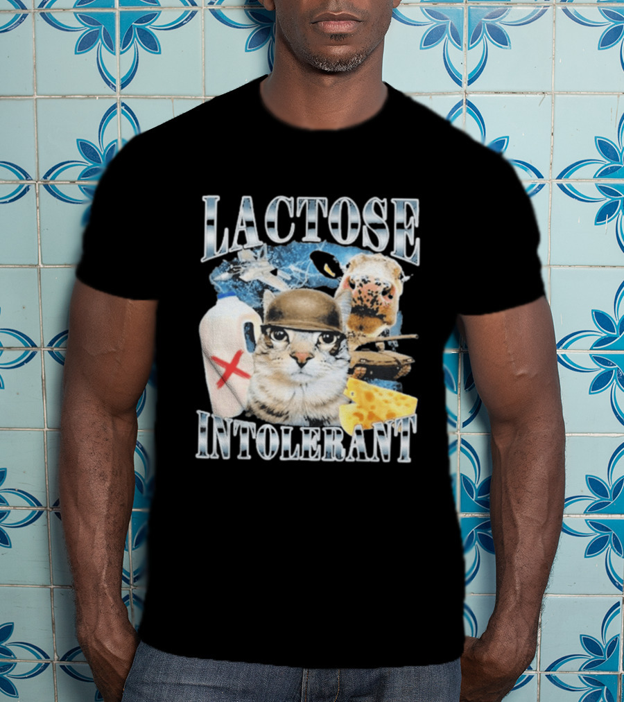 Lactose Intolerant Cat Cheese Cow Milk Jug T-Shirt