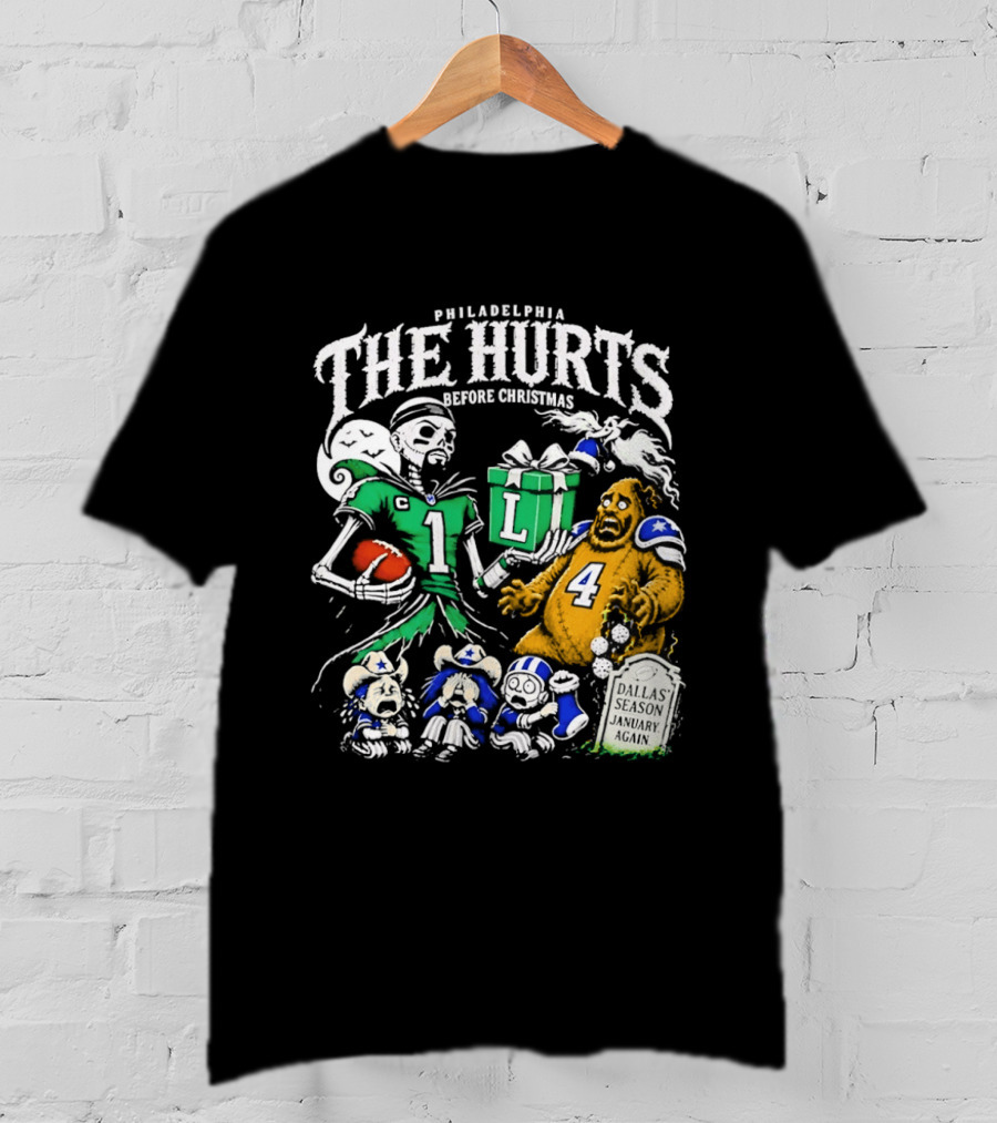 Philadelphia Eagles The Hurts Before Christmas Jalen Hurts Dallas Season Again Tombstone T-Shirt