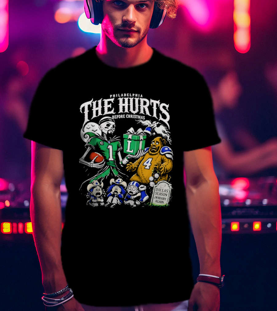 Philadelphia Eagles The Hurts Before Christmas Jalen Hurts Dallas Season Again Tombstone T-Shirt