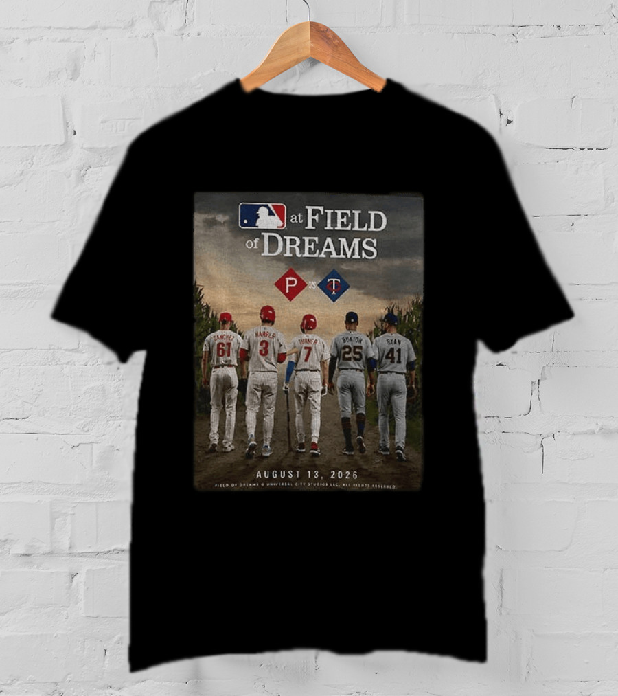 Phillies Vs Twins MLB At Field Of Dreams August 13 2026 T-Shirt