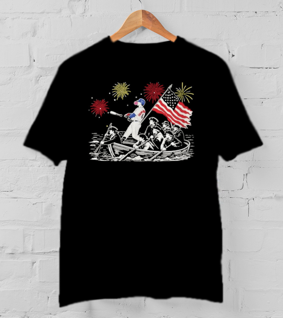 Players Crow Armstrong Patriotic Baseball Batting With American Flag And Revolutionary Boat T-Shirt