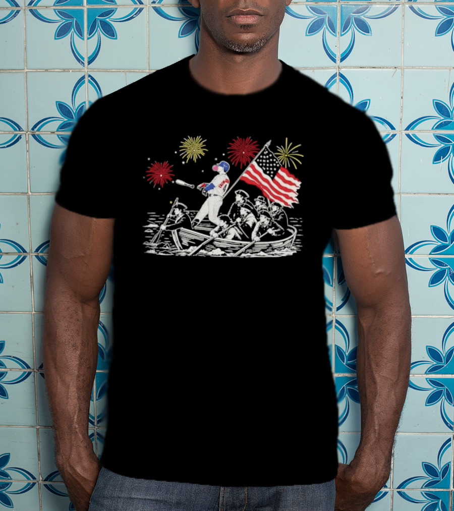 Players Crow Armstrong Patriotic Baseball Batting With American Flag And Revolutionary Boat T-Shirt