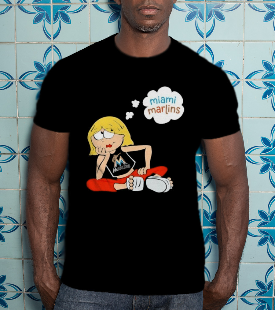 Miami Marlins MLB Cartoon Lizzie McGuire Blonde Girl Fan T-Shirt