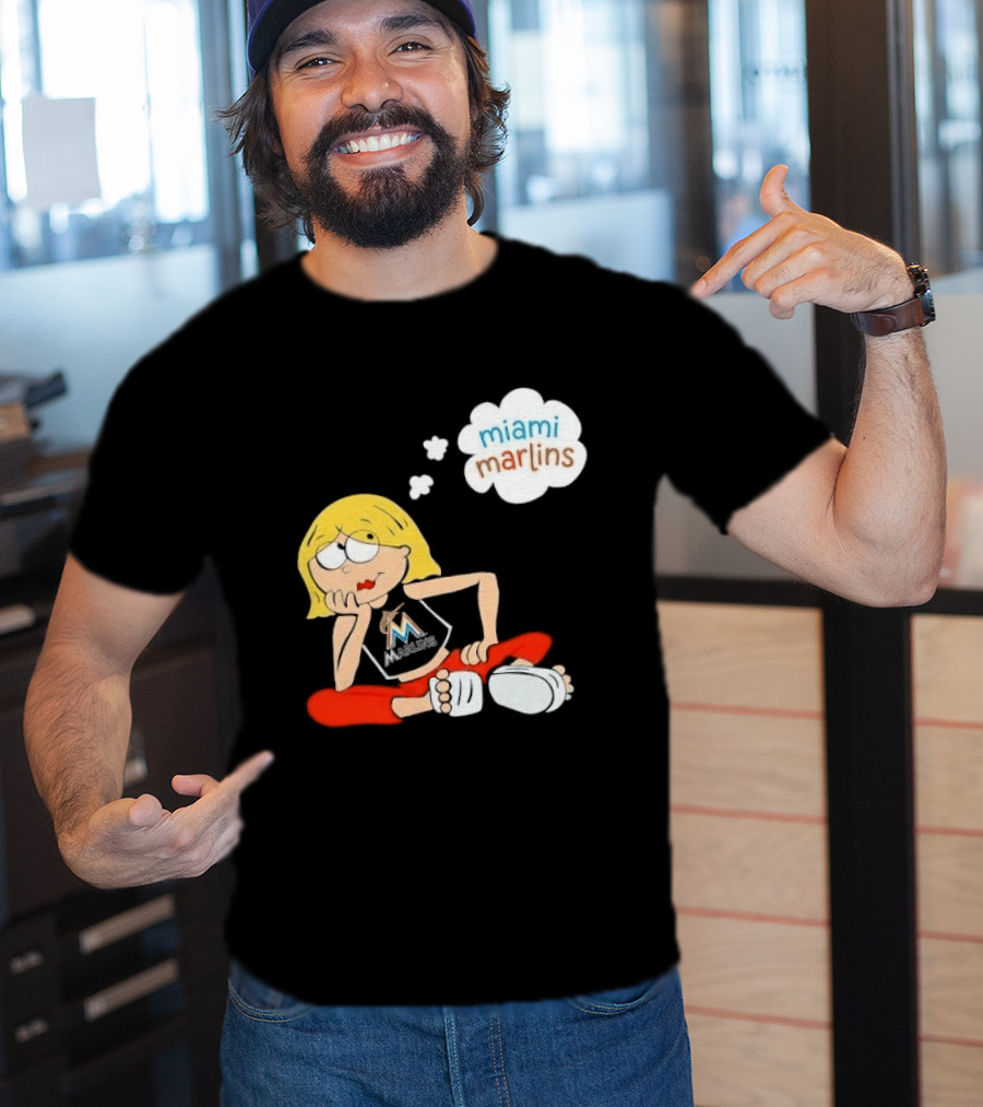 Miami Marlins MLB Cartoon Lizzie McGuire Blonde Girl Fan T-Shirt