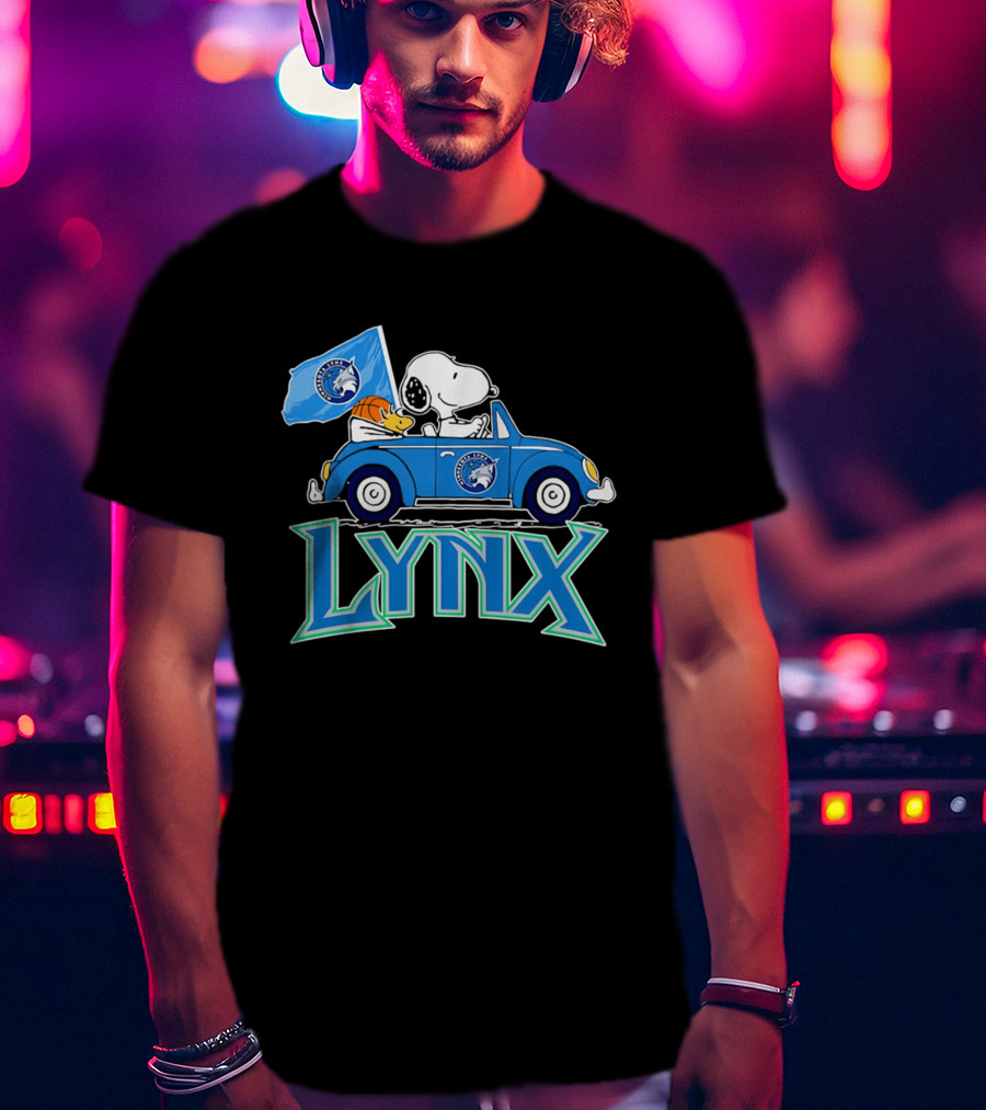 Minnesota Lynx Snoopy Driving Beetle Car With Team Flag T-Shirt