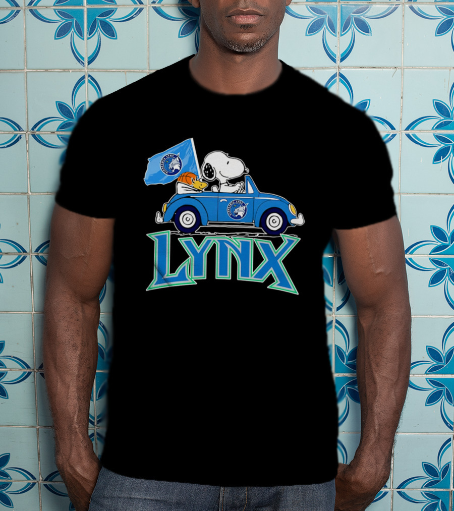 Minnesota Lynx Snoopy Driving Beetle Car With Team Flag T-Shirt