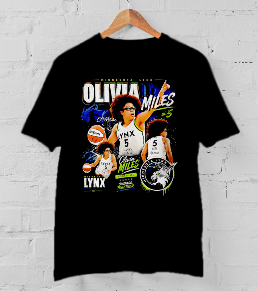 Minnesota Lynx Olivia Miles Number 5 Courage Together Basketball Player T-Shirt