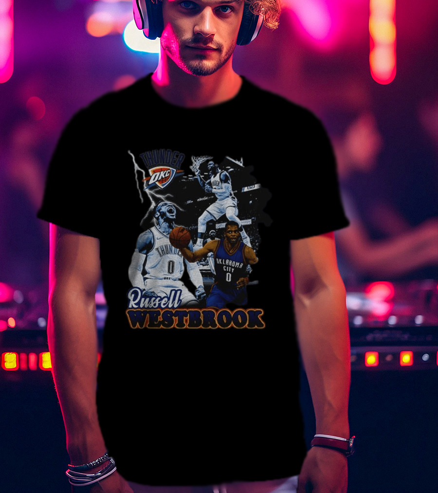 Russell Westbrook OKC Thunder Basketball Legend Collage T-Shirt