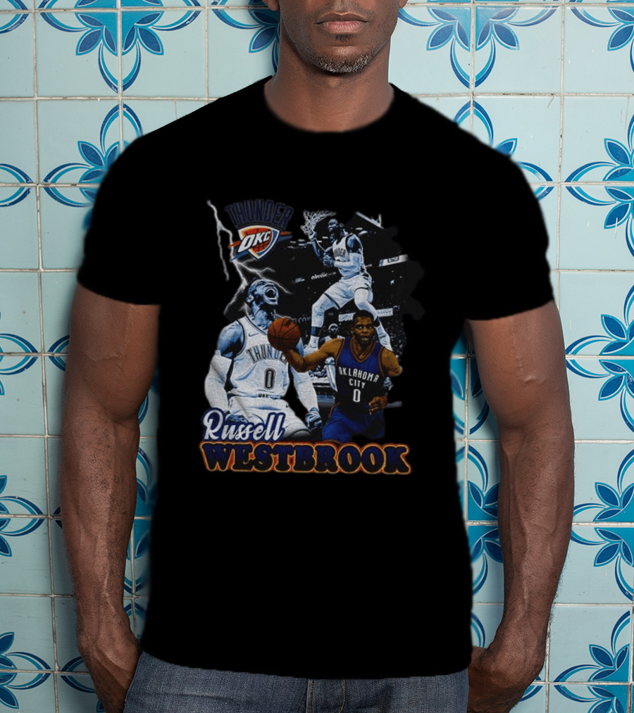 Russell Westbrook OKC Thunder Basketball Legend Collage T-Shirt