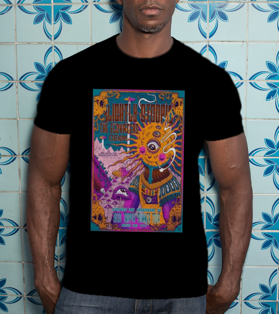 Slightly Stoopid The Elovaters DENM Road Trippin Summer Tour Riverfront Park Harrisburg PA August 13 2026 T-Shirt