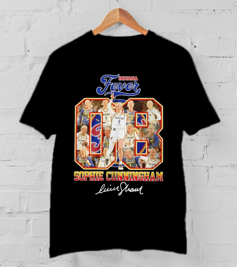 Indiana Fever Sophie Cunningham No 8 Collage WNBA T-Shirt